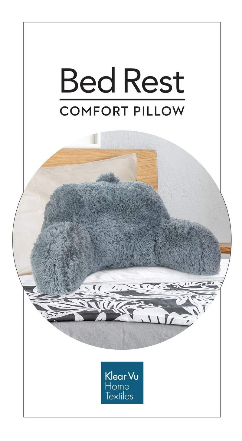 Klear Vu وسادة دعم الظهر كليير فيو شاجي للبالغين والأطفال، تعمل كدعم للظهر والذراعين أثناء الاستلقاء على السرير أو الكرسي أو الأريكة أو الأرض - وسادة قراءة كبيرة، 30" × 21"، رمادي - Image 5